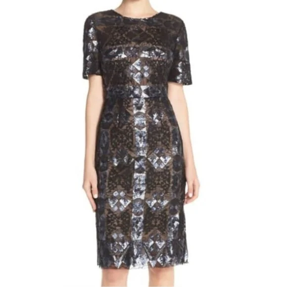 BCBGMAXAZRIA 'Samara' Sequin Lace Sheath Dress 12 - Picture 1 of 13